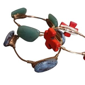 (3) Wire Wrapped Crystal Stone Bracelets